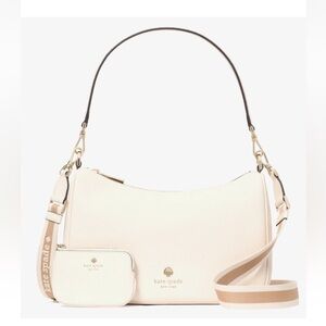 New Kate Spade Emma Medium Shoulder Bag Pebble Leather Parchment
